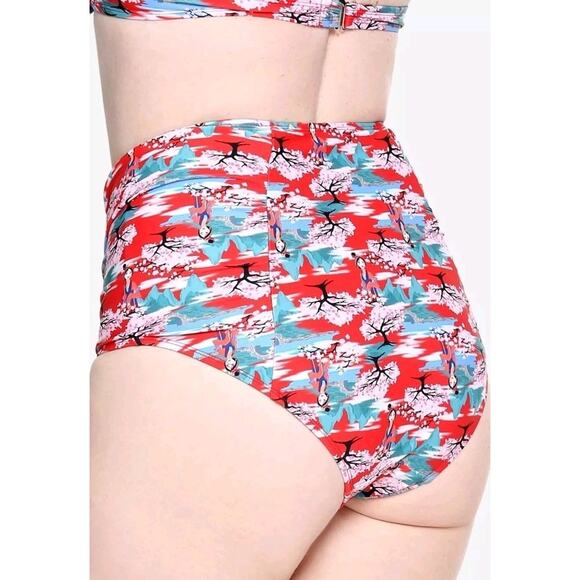 DISNEY Mulan Cherry Blossom 2pc High Waist Bottoms & Bikini Underwire Top Large - Picture 3 of 9